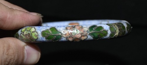3" Old Chinese Copper Cloisonne Flower Round Shape Woman Jewelry Bracelet