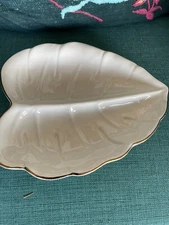 Tabitha Brown For Target Divided Leaf Tray, White With Gold Trim, NWT