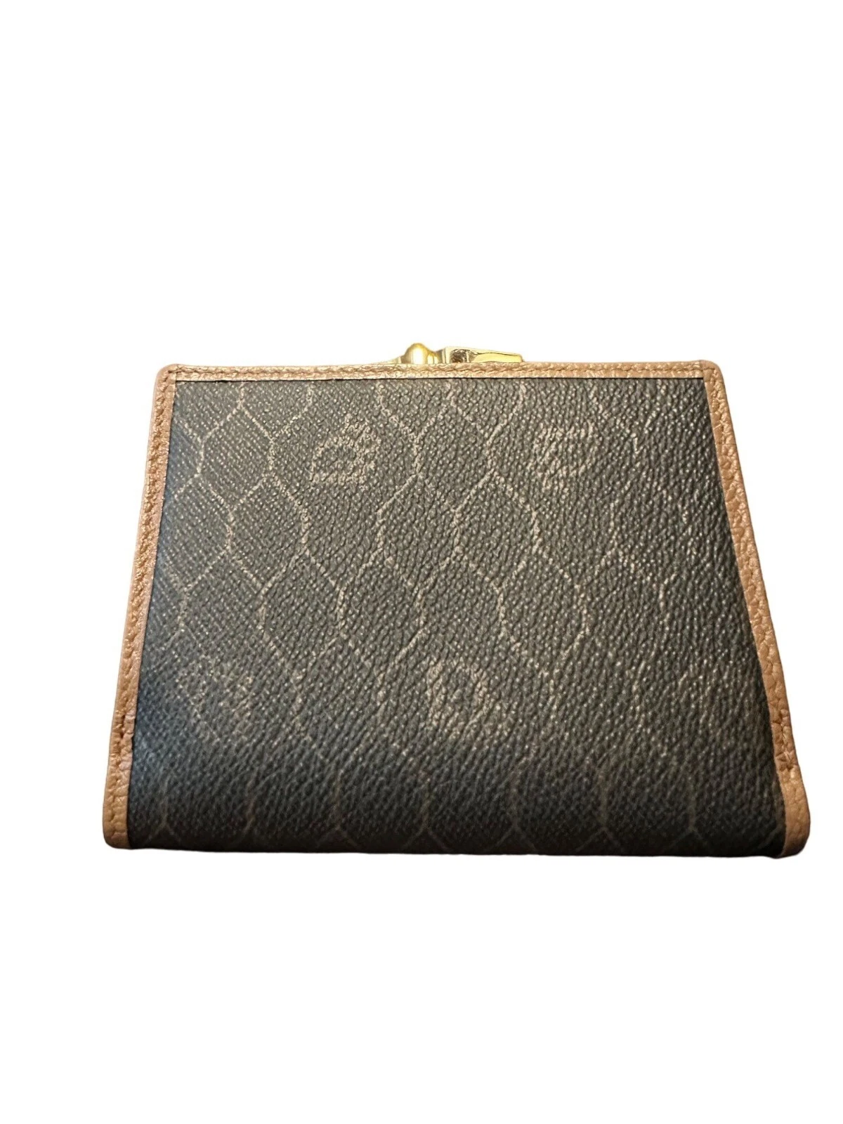 Portefeuille Christian Dior vintage marron logo kisslock logo