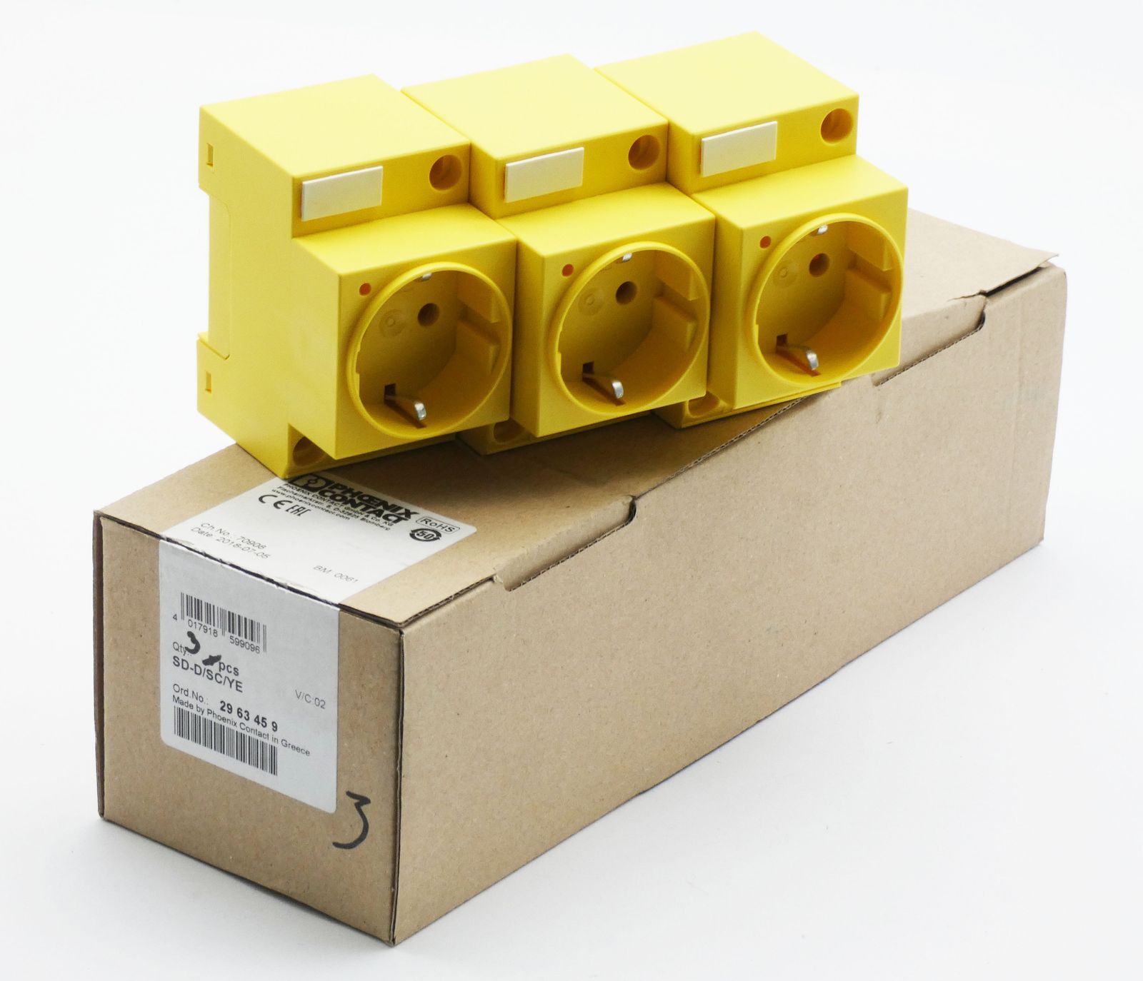 3x Phoenix Contact SD-D/SC/YE 2963459 Socket -Unused-