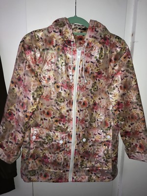 Topshop pink floral raincoat jacket size UK