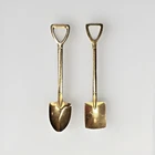 Miniature Gold Shovel Spoon Set 2-Pack Groundbreaking Spade & Square Point