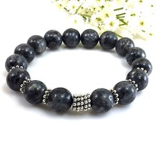 Labradorite beaded bracelet for men 12mm healing stretch gemstone
