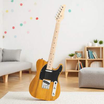 39'' Beginner TL-Style Electric Guitar Set - Full Size Starter SS Pickups Yellow