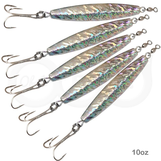 5pcs 10oz Fishing Diamond Jig Holographic Laser Jigging Metal Lures