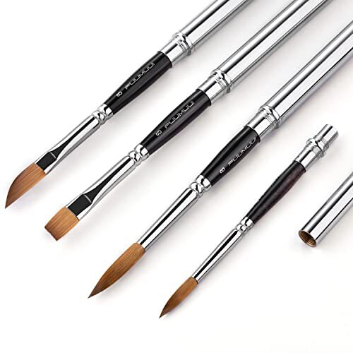 Sable Travel Watercolor Brushes, 4pcs Professional Kolinsky Watercolor