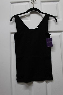 Yummie Tummie Tank W/Reversible Scoop/Vneck Neckline-Black-M/L-607701-NWT