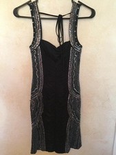 Jovani black folded dress with beads on sides, size 2