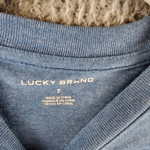 Lucky Brand Short Sleeve Graphic Tee Little Boy's 7 Blue Crewneck Pullover - Picture 6 of 16