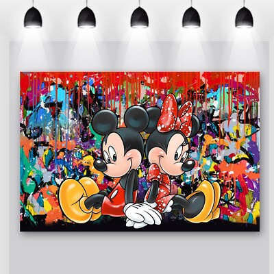 Mickey and Minnie Wall Art, Disney Banksy Pop Art Canvas Prints