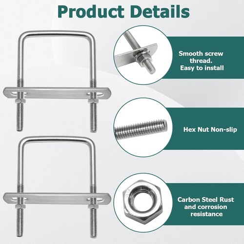 M6 M8 M10 Threaded Square Plated U Bolts U-Bolt For Boat And Live Stock Trailers - Picture 2 of 13