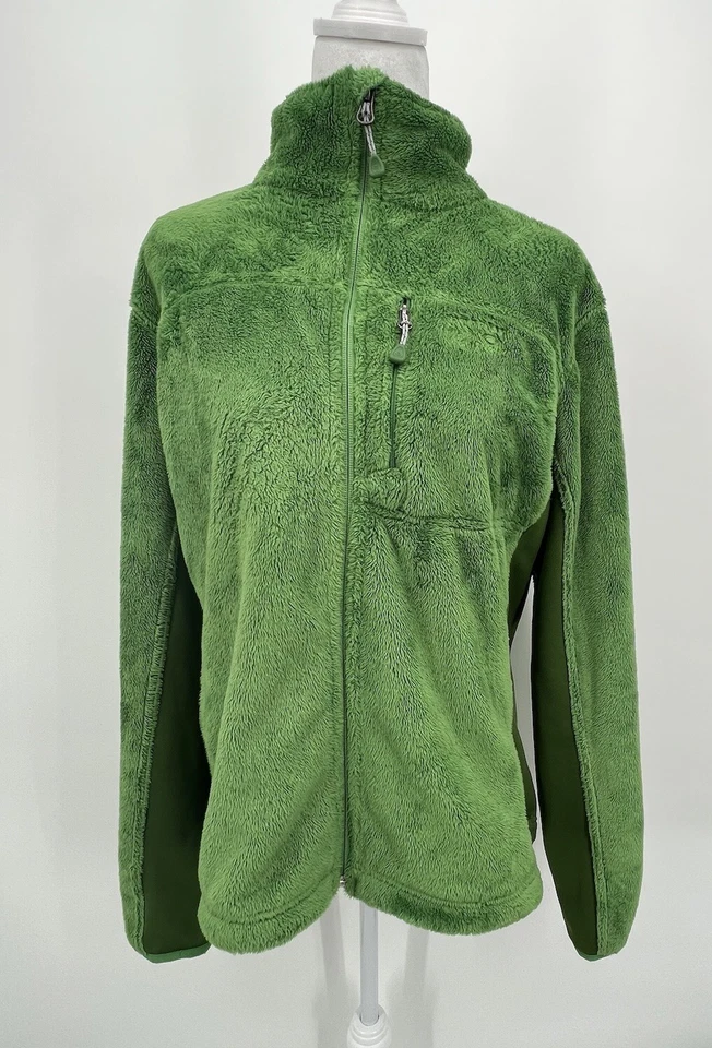 Chaqueta Mountain Hardwear para mujer talla L polar difuso verde cremallera completa senderismo al aire libre