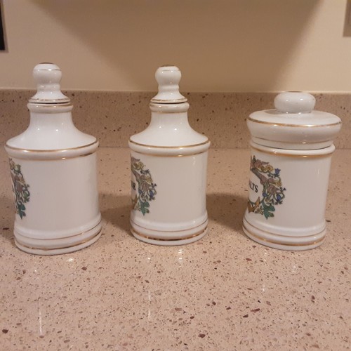 Set of 3 Vintage Ceramic Apothecary Pharmacy Jars with Lids - Picture 5 of 17