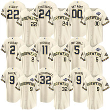 HOT Custom Player Brewers 2026 World Series Champions Home Cream Stiched Jersey