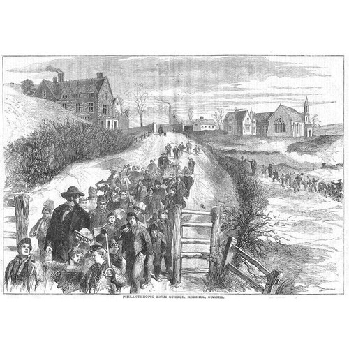 REDHILL Surrey, The Philanthropic School - Antique Print 1856