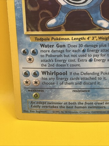 POLIWRATH (13/102 ) Holo Carta Pokémon Rara 1999 Maghi - Foto 5 di 16