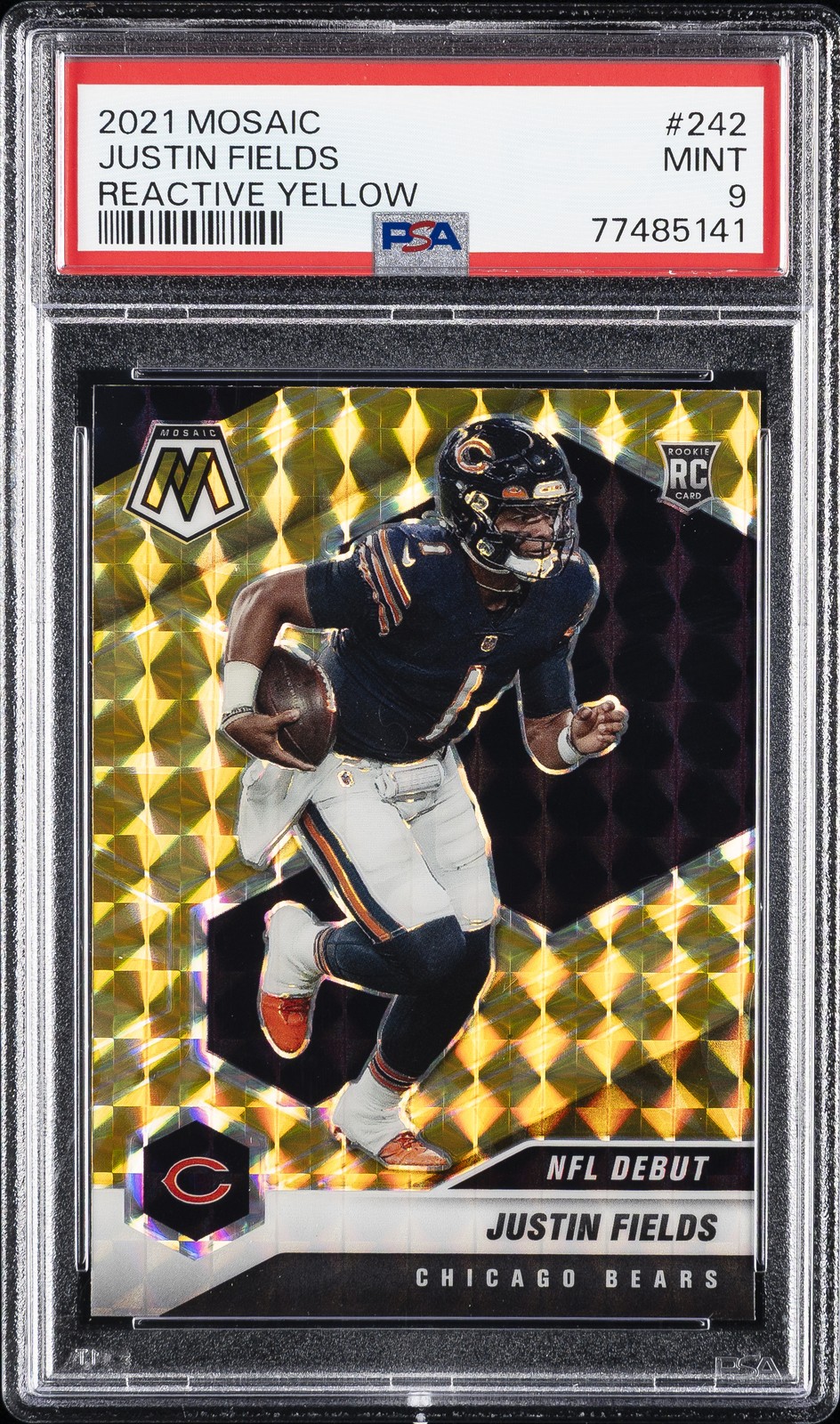 2021 PANINI MOSAIC REACTIVE YELLOW #242 JUSTIN FIELDS PSA 9