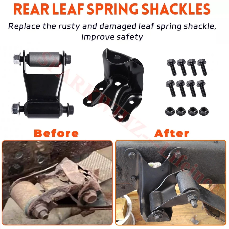 New Rear Leaf Spring Shackle Bracket Hanger Kit For Ford F150 F250 F350 Bronco - Изображение 2 из 4