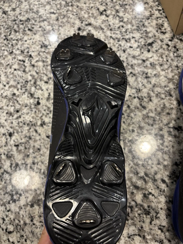 Botines de béisbol de metal Mizuno 9-Spike Vapor Elite picos para hombre talla 15 negros/azules Foto 4 de 4