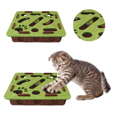 #ad Interactive Cat Puzzle Toy Felt Maze Box with Moving Elements for Indoor Play $9.19