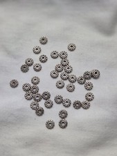 Silver Rondelle Spacer Beads Swirl Pattern for Jewelry Making, Lot of 40
