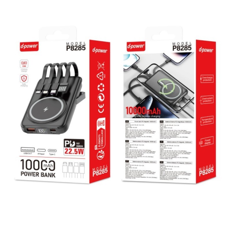 Power bank magnétique 10000mAh D-power contre les pannes de batterie