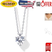 14K Gold Plated Adjustable Heart Pendant Necklace with Cubic Zirconia for Women