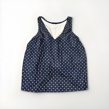 Kona Sol Women's Blue Tile Print V-neck Tie Back Built-in Bra Modest Tankini LG