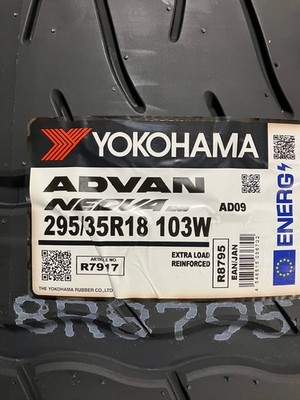 2 New 295 35 18 Yokohama Advan Neova AD09 Summer Performance Tires