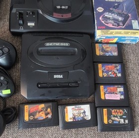 SEGA Genesis Console Lot of 2 w/ Controllers, 32x Games, power cords,tested