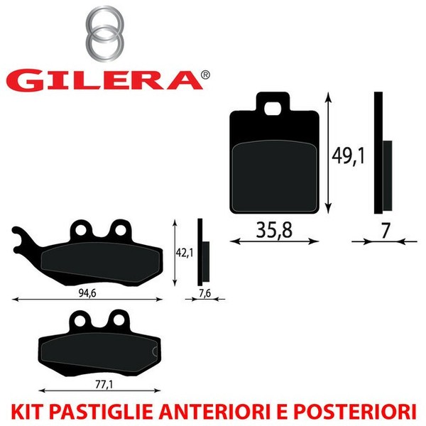 Satz BremsbelÄGe Vorne UND Hinten Gilera Runner 180 FXR - SP 1999-image