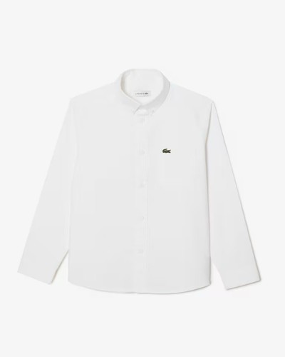 Lacoste Kids Oxford Breast Pocket Shirt In White Size 12A | CJ5296-00 - 第 1/11 張圖片