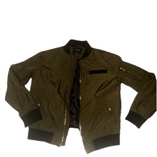 Zara Men  s Green Bomber Jacket M Regular Fit Full Zip Pockets Fall Winter
