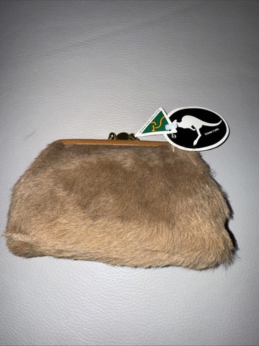 Leather and Fur Australian 2 Pocket Clutch & A Zipper Section With a Pouch Sec - Picture 2 of 7