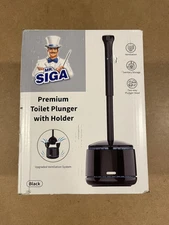 MR.SIGA Premium Toilet Plunger with Holder.  Black. New Open Box*