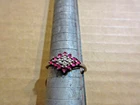 VINTAGE RJ 925 RUBY & DIAMOND CLUSTER RING SIZE 10