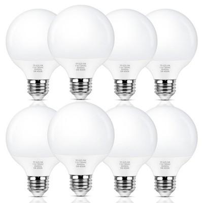 8 PACK G25 LED Globe Light Bulb 4000K Neutral White E26 Vanity 500LM