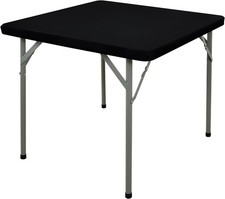 Square Elastic Fitted Tablecloth Windproof Polyester Table Cover Scratch