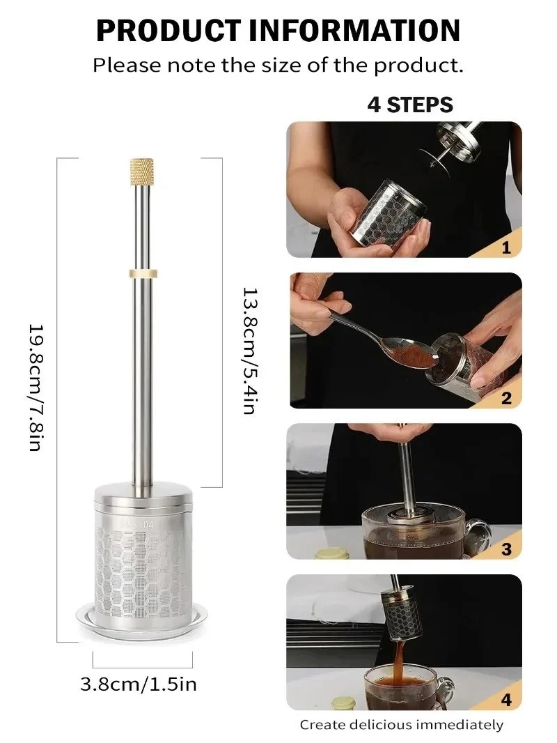 Infusor de café de acero inoxidable de viaje con infusor de café de prensa final portátil