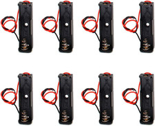  8-Pack Single AA Battery Holder with Cord Wire Leads 1 X 1.5V AA Batteries Cas