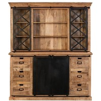 Schrank Selce 180Cm Massiv Mangoholz Eisen Vitrine Buffet Industrial SchiebetüRe