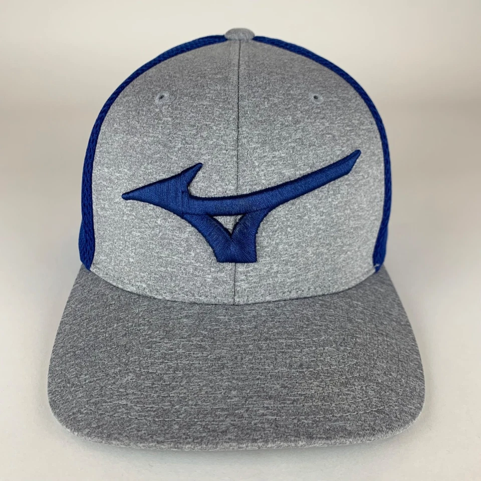 Бейсболка Mizuno серая синяя эластичная резинка мужская один размер - Изображение 2 из 4