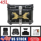 Black 45L Motorcycle Top Case Tail Box Thick Aluminum Hard Trunk with Backrest