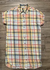 Orvis Oversized Dress Plaid Farmer Style Peasant Boho Indie Core 