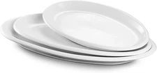 DOWAN Large Serving Platter, 16"/14"/12" Oval Platters Oven Safe, White Serving