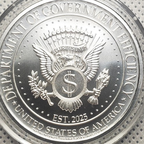 Donald Trump & Elon Musk 1 oz .999 Fine Silver Bullion Round DOGE Seal - Bild 10 von 10