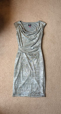 Vince Camuto metallic cowl neck sheath cocktail dress, size 4