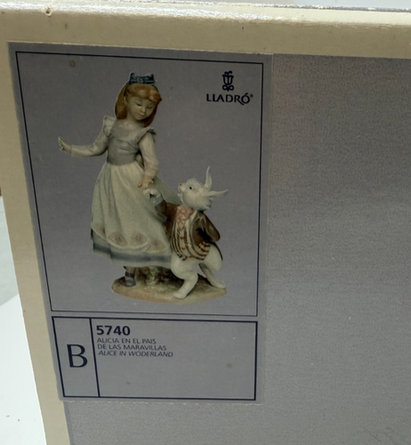 Lladro Fairytales Figurine ALICE IN WONDERLAND w/ RABBIT #5740 with Box - Afbeelding 8 van 10