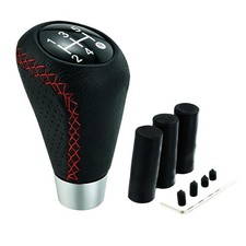 Black 2 Speed Manual Leather Gear Shift Knob Red Stitch 5 Speed Manual Stick