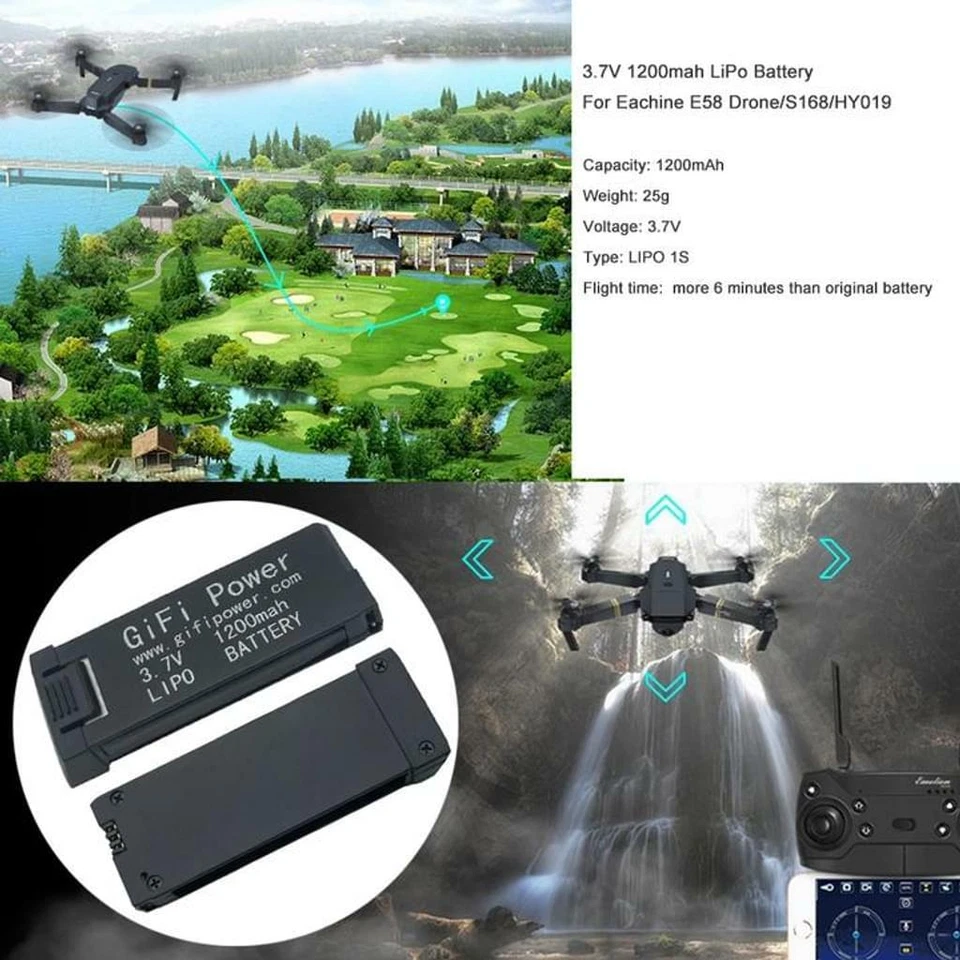 3,7V 1200mAh Eachine E58  LiPo Akku Batterie für Eachine E58 Quadcopter Drohne - Bild 2 von 4